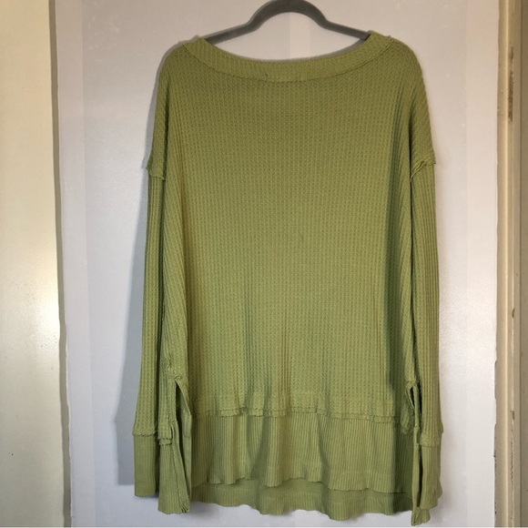 FP We the Free Green North Shore Thermal Waffle Knit Oversized Tunic Top Small - Picture 11 of 12